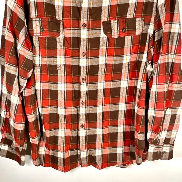 Vintage 90s Faded Glory red flannel plaid buttondown shirt 2XL - Picture 3 of 9